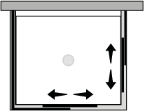 QS1LX2 + QUFI : Puerta corredera doble con lateral fijo (componible angular)
